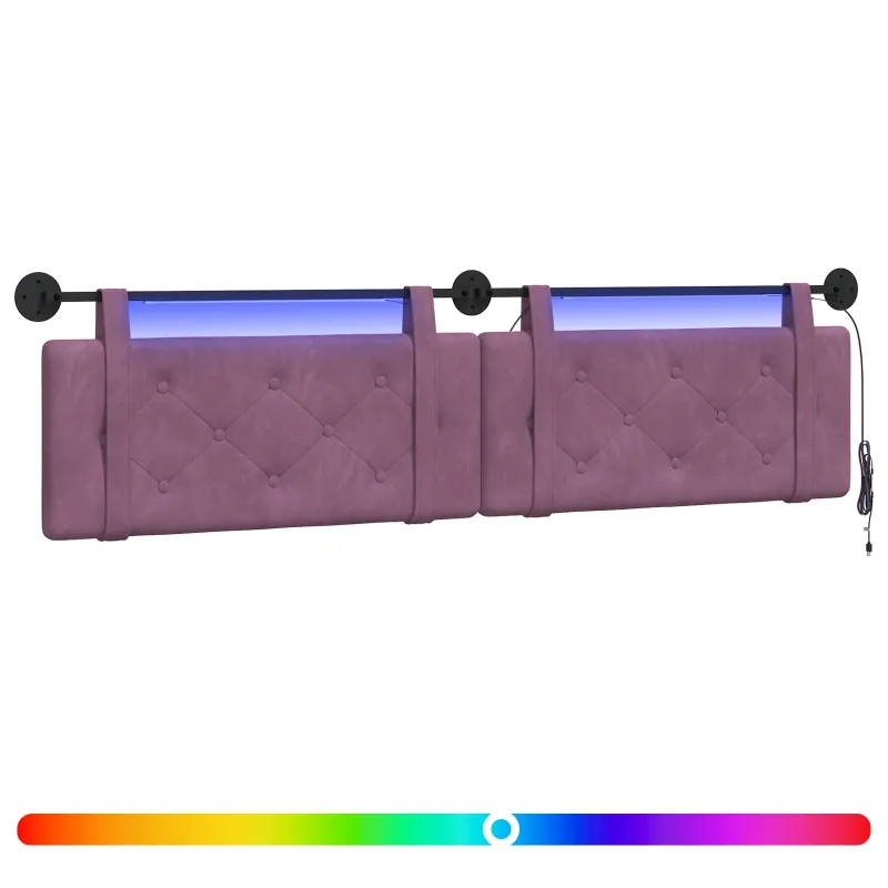 Pakabinamas lovos galvūgalis Su LED šviesa Violetinė Aksomas
