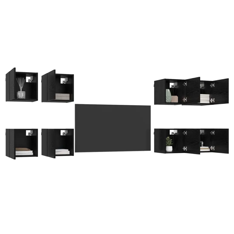 Sieninis televizoriaus kabinetas 8 pcs Juodojo ąžuolo