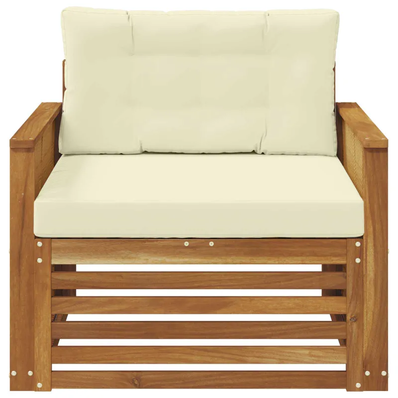 Lauko sofa Kietos akacijos mediena Natūralus ir grietinėlė