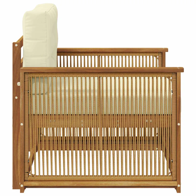 Lauko sofa Kietos akacijos mediena Natūralus ir grietinėlė