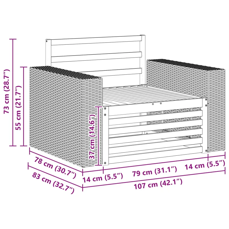 Lauko Vidurinis Sofa Natūrali