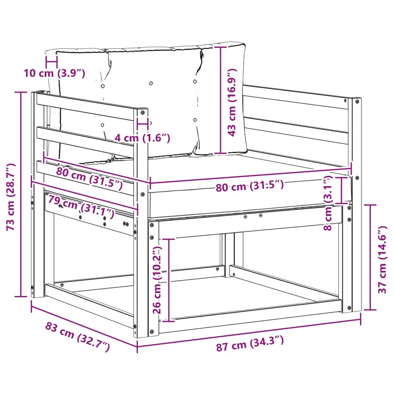 Lauko Vidurinis Sofa Poliesteris Balta