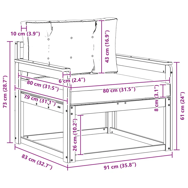 Lauko Vidurinis Sofa Poliesteris Balta