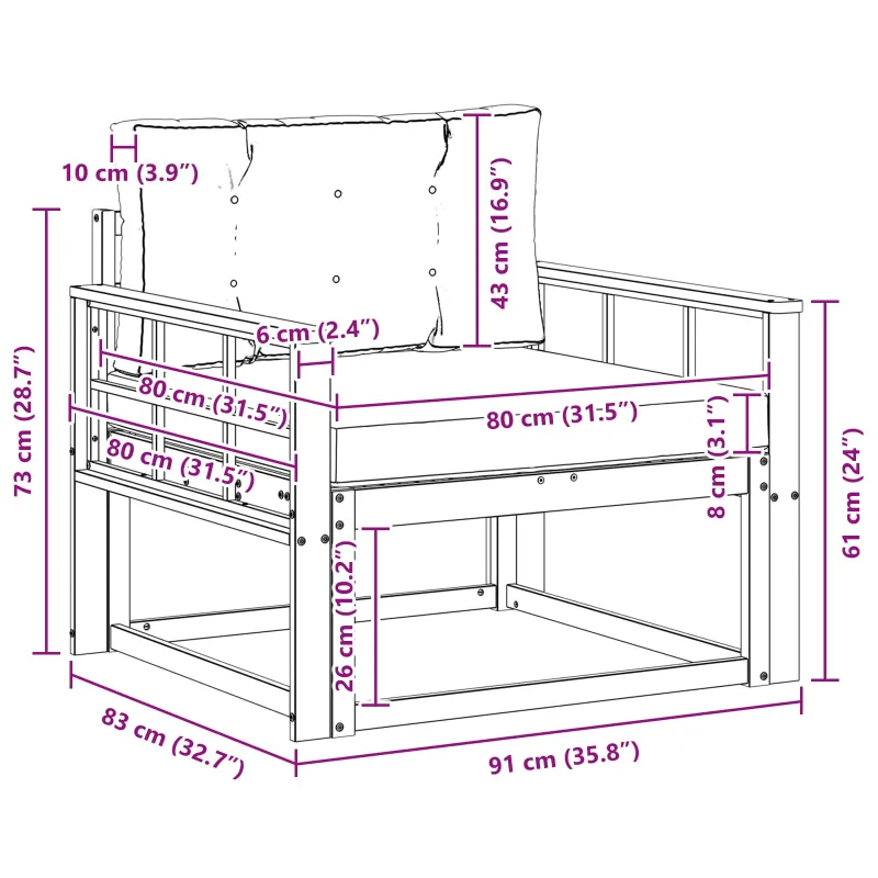 Lauko Vidurinis Sofa Poliesteris Balta