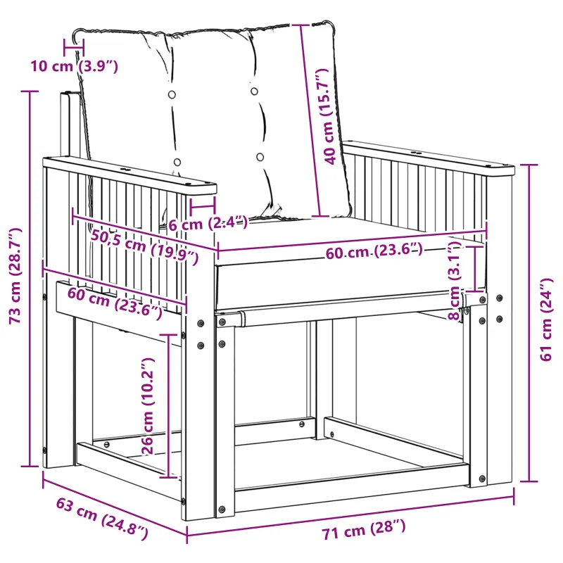 Lauko sofa Kietasis akacijos medis ir Textilene Balta