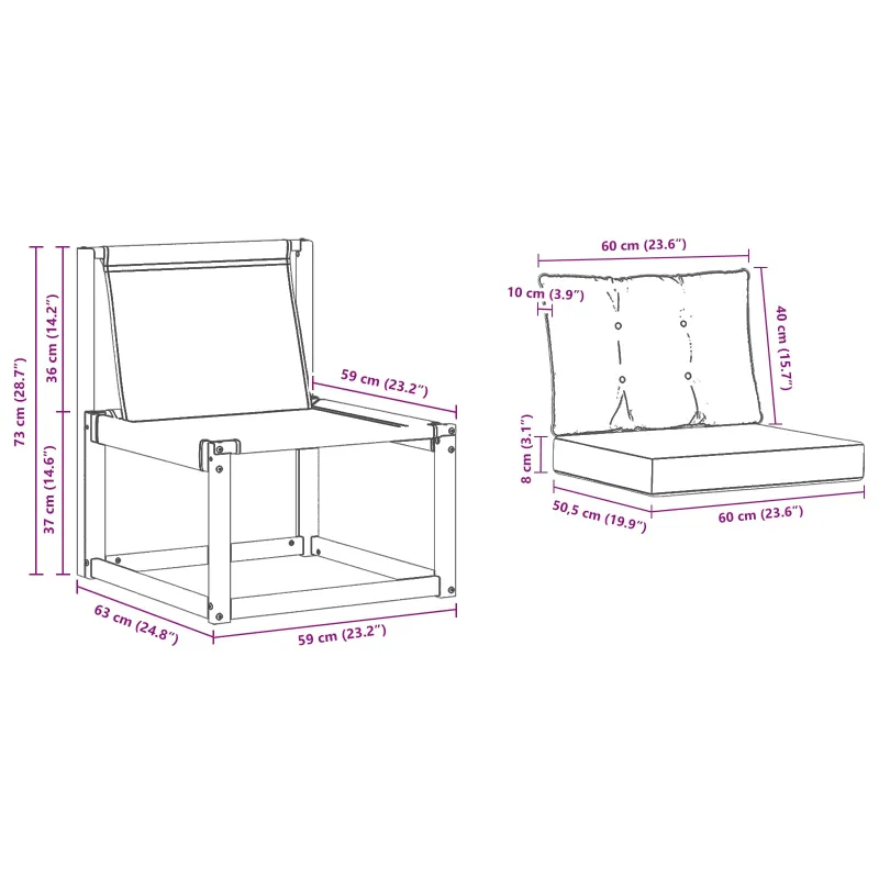 Lauko sofa Kietasis akacijos medis ir Textilene Balta