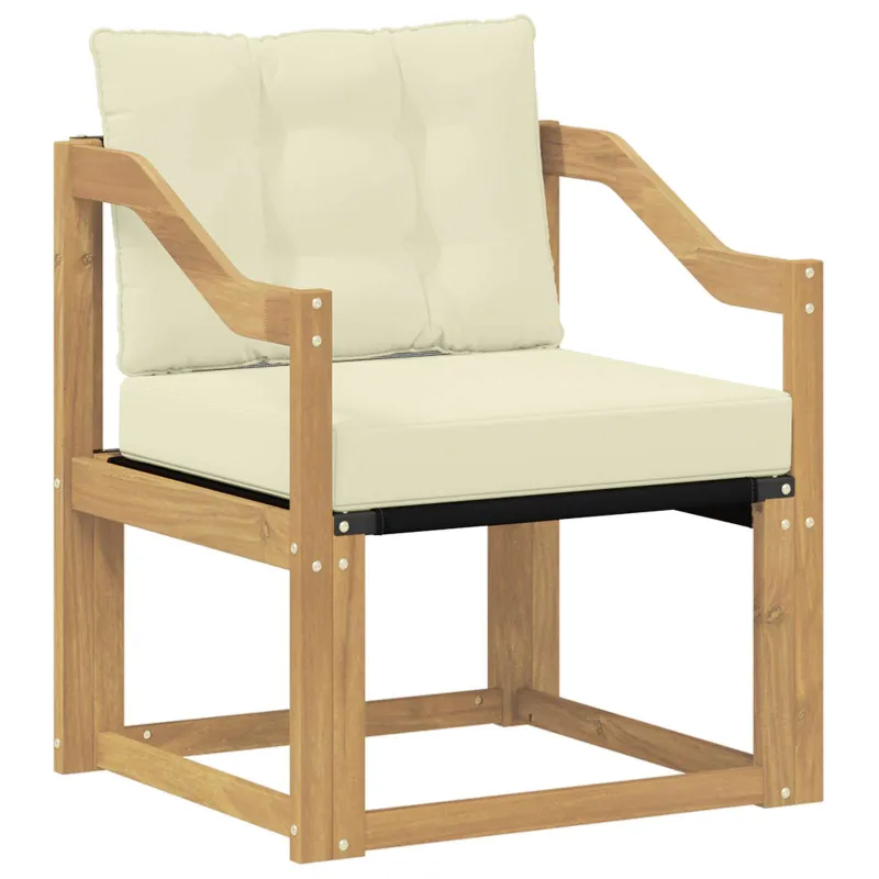 Lauko sofa Kietos akacijos mediena Balta ir kreminė
