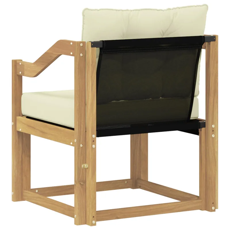 Lauko sofa Kietos akacijos mediena Balta ir kreminė