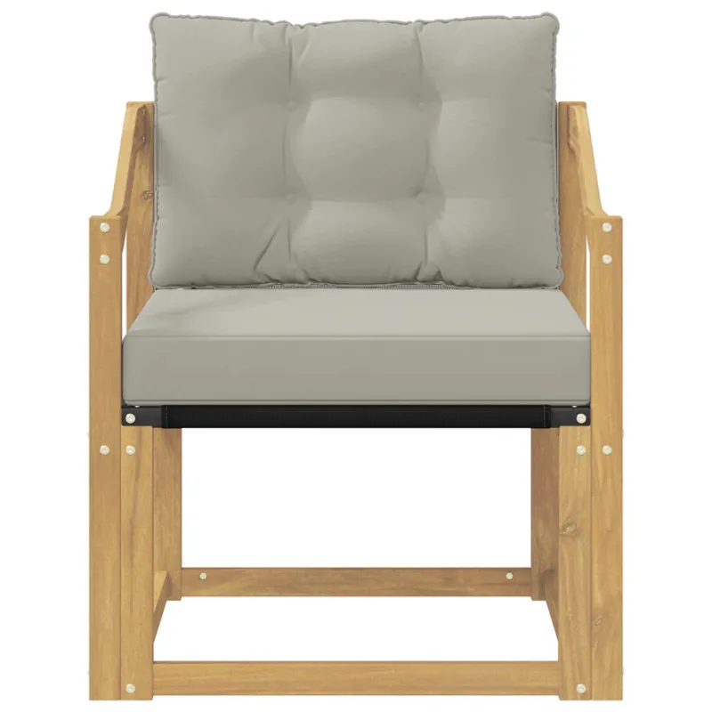 Lauko sofa Kietos akacijos mediena Balta ir šviesiai pilka