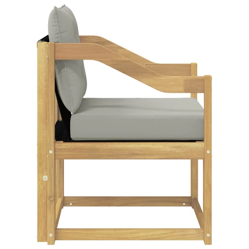 Lauko sofa Kietos akacijos mediena Balta ir šviesiai pilka