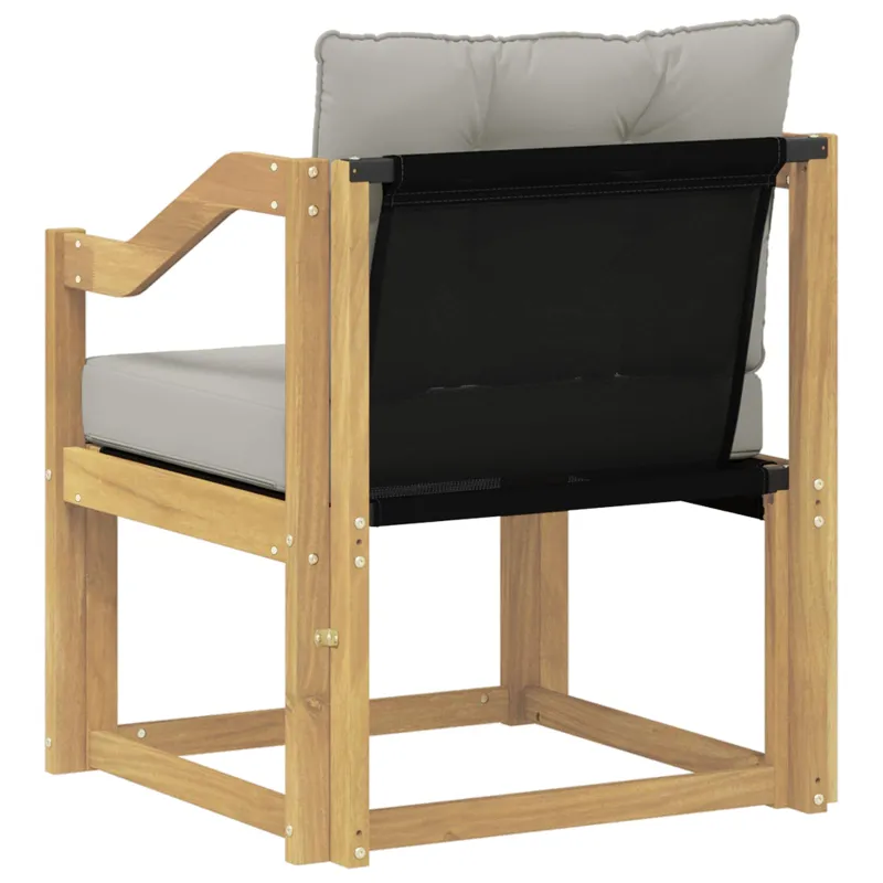 Lauko sofa Kietos akacijos mediena Balta ir šviesiai pilka