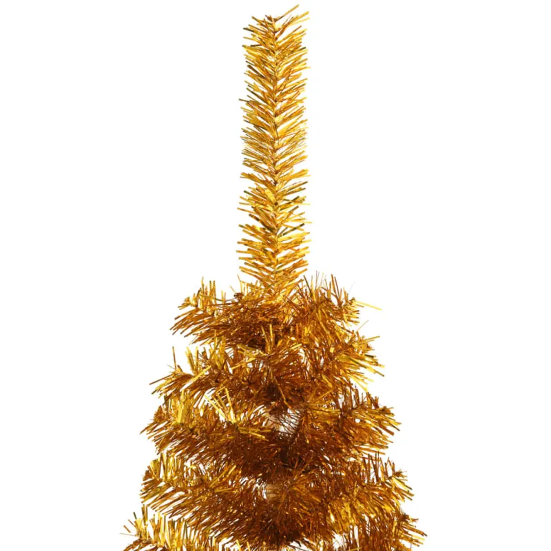 Dirbtinė pusinė Kalėdų eglutė su stovu, auksinė, 120cm, PET