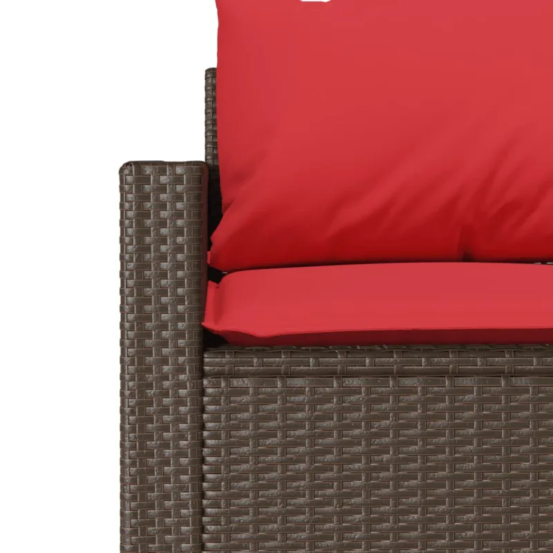 Trivietė sodo sofa su pagalvėlėmis, ruda, poliratanas