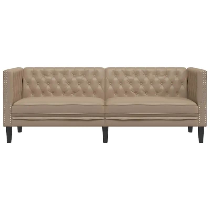Trivietė chesterfield sofa, kapučino spalvos, dirbtinė oda