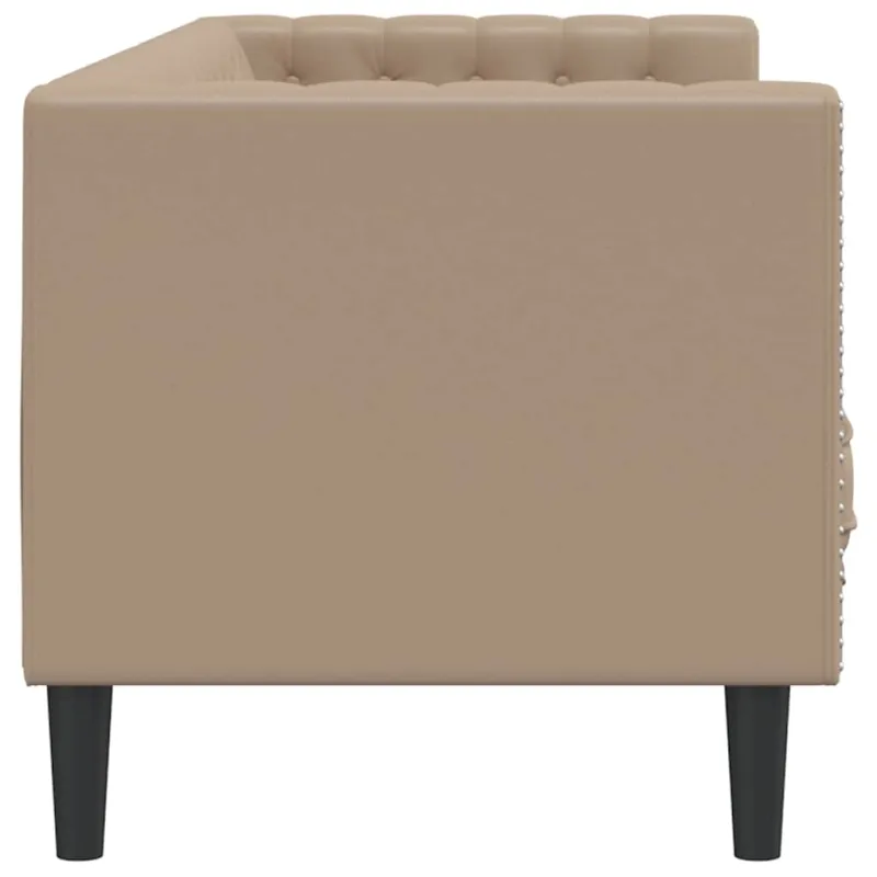 Trivietė chesterfield sofa, kapučino spalvos, dirbtinė oda