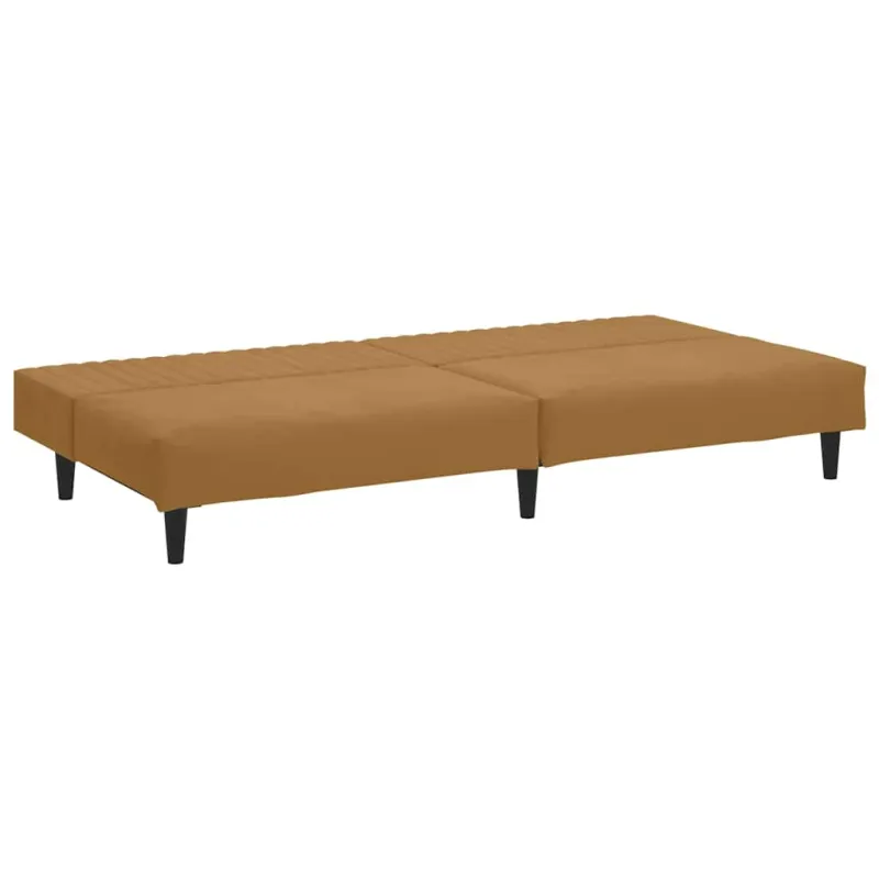 Dvivietė sofa-lova, rudos spalvos, aksomas