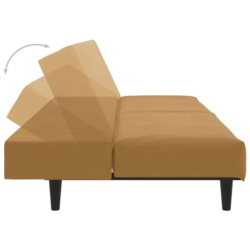 Dvivietė sofa-lova, rudos spalvos, aksomas