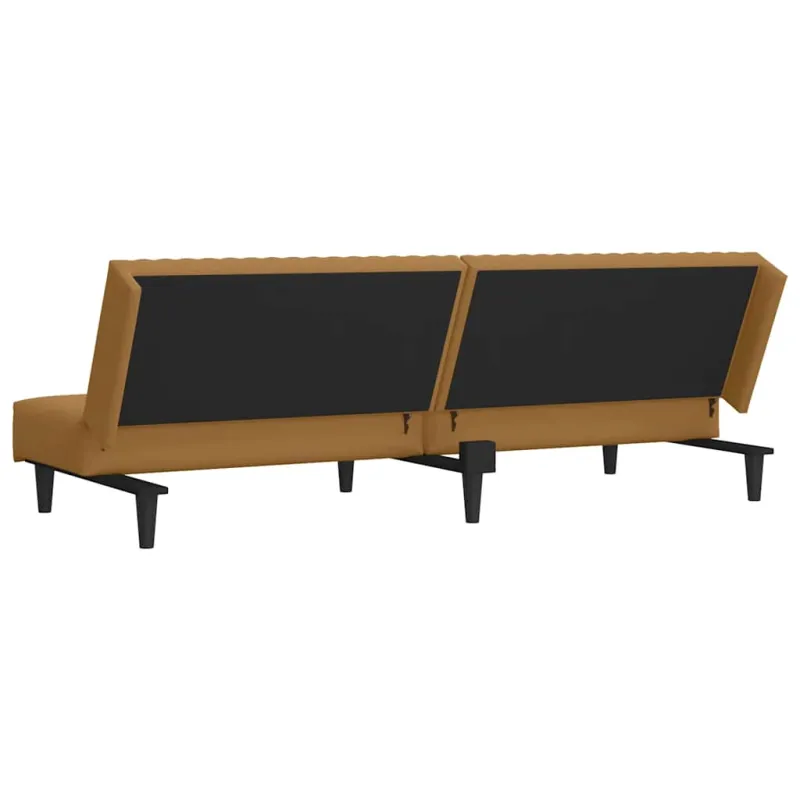 Dvivietė sofa-lova, rudos spalvos, aksomas