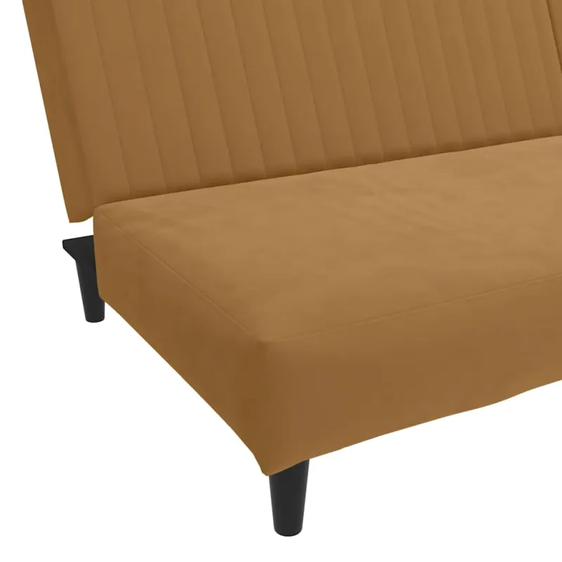 Dvivietė sofa-lova, rudos spalvos, aksomas