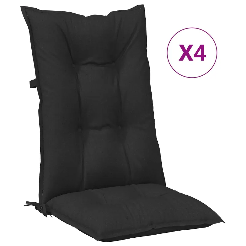 Aukštos atlošo kėdžių pagalvių rinkinys 4 pcs Melanžinė juoda