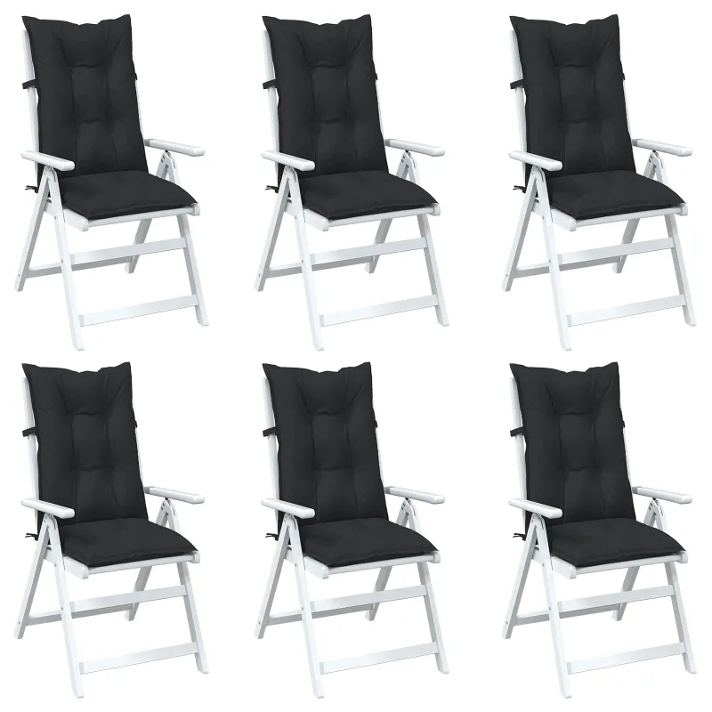 Aukštos atlošo kėdžių pagalvių rinkinys 6 pcs Melanžinė juoda
