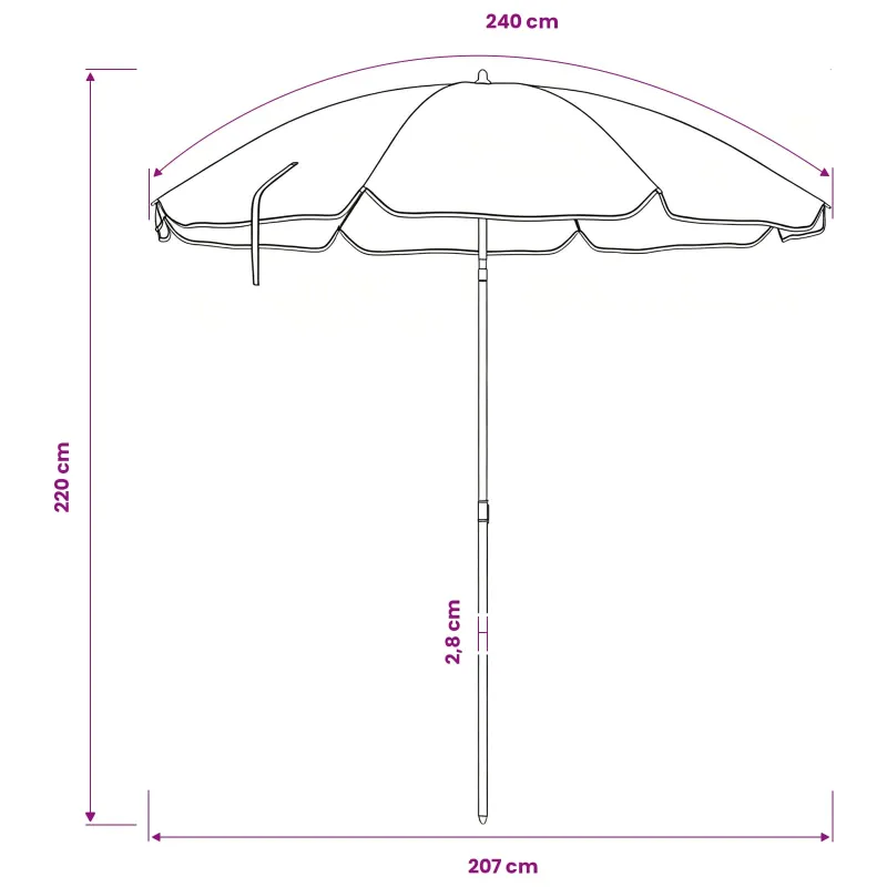 Sodo skėtis 206 x 206 x 212 cm 170T poliesteris Mėlyna ir balta