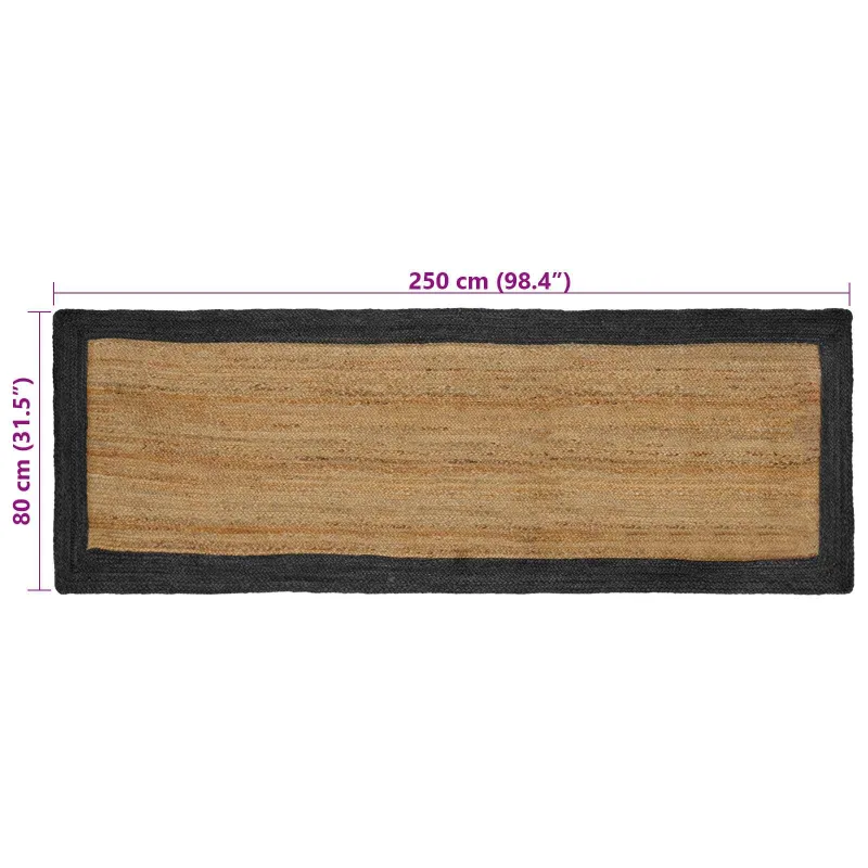 Zoninės kiliminės dangos Tamsiai pilka 80 x 250 cm Džiutas