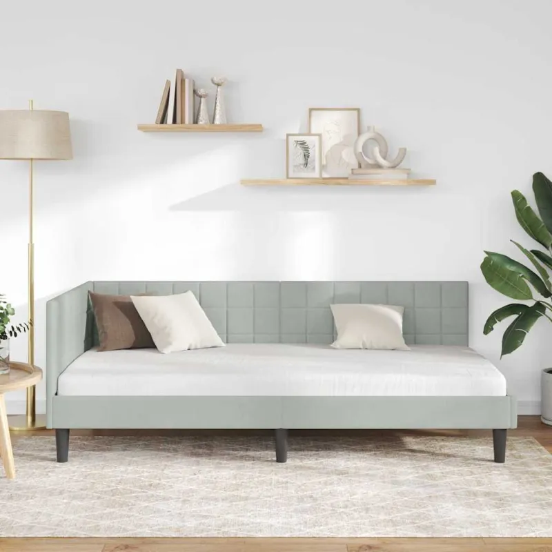 Kampinė lovos konstrukcija Šviesiai pilka 90 cm x 190 cm