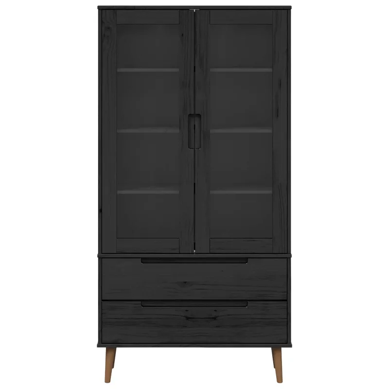 Stiklinis vitrininis kabinetas Juodas 90 x 35 x 175 cm