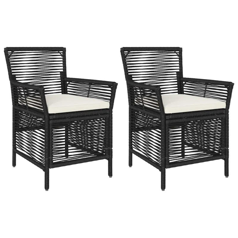 Lauko kėdė su pagalve 2 pcs Juoda ir kreminė poliratanas