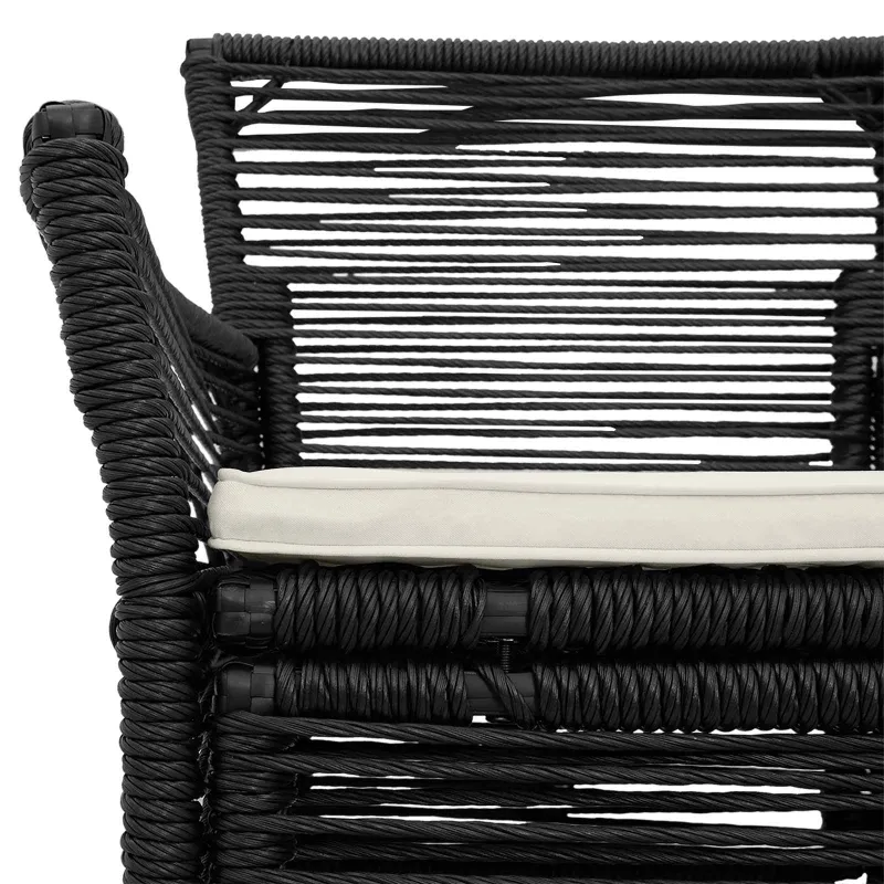Lauko kėdė su pagalve 2 pcs Juoda ir kreminė poliratanas
