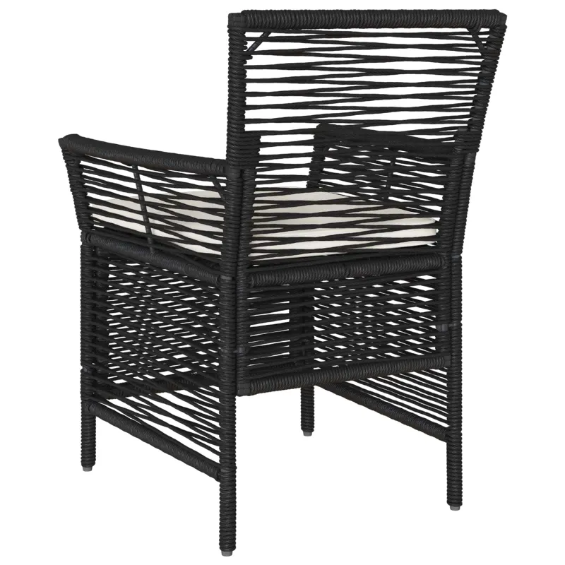 Lauko kėdė su pagalve 4 pcs Juoda ir kreminė poliratanas
