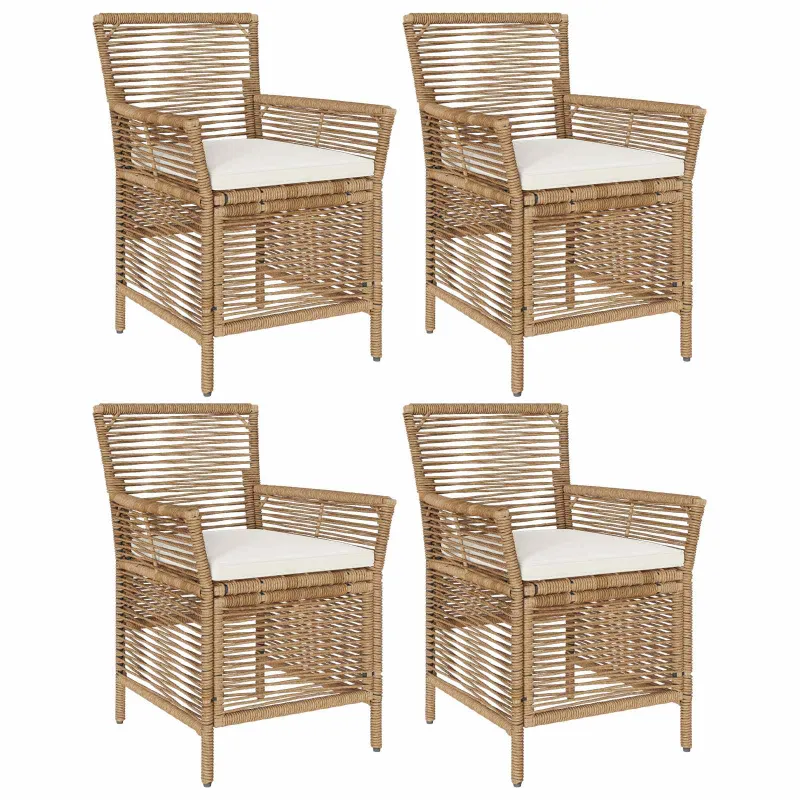 Lauko kėdė su pagalve 4 pcs Bežinė ir kreminė poliratanas