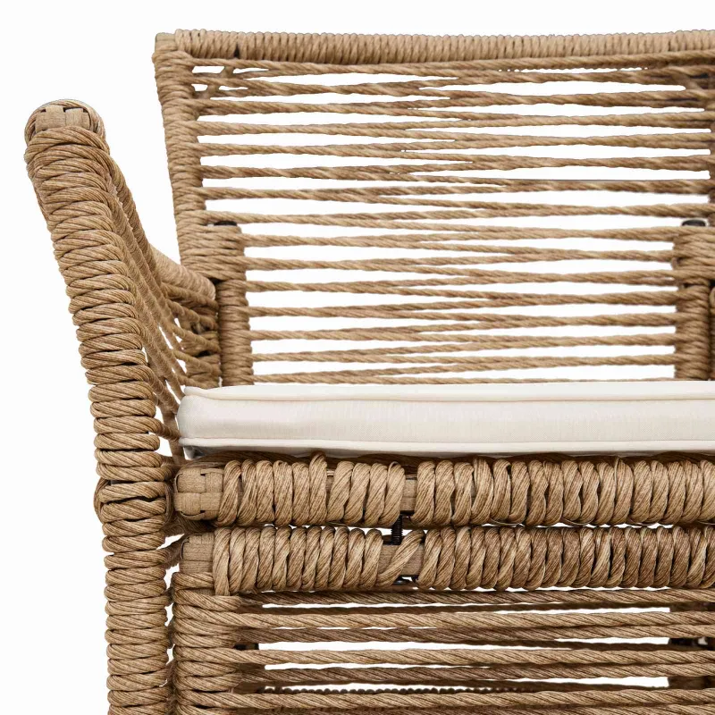 Lauko kėdė su pagalve 4 pcs Bežinė ir kreminė poliratanas