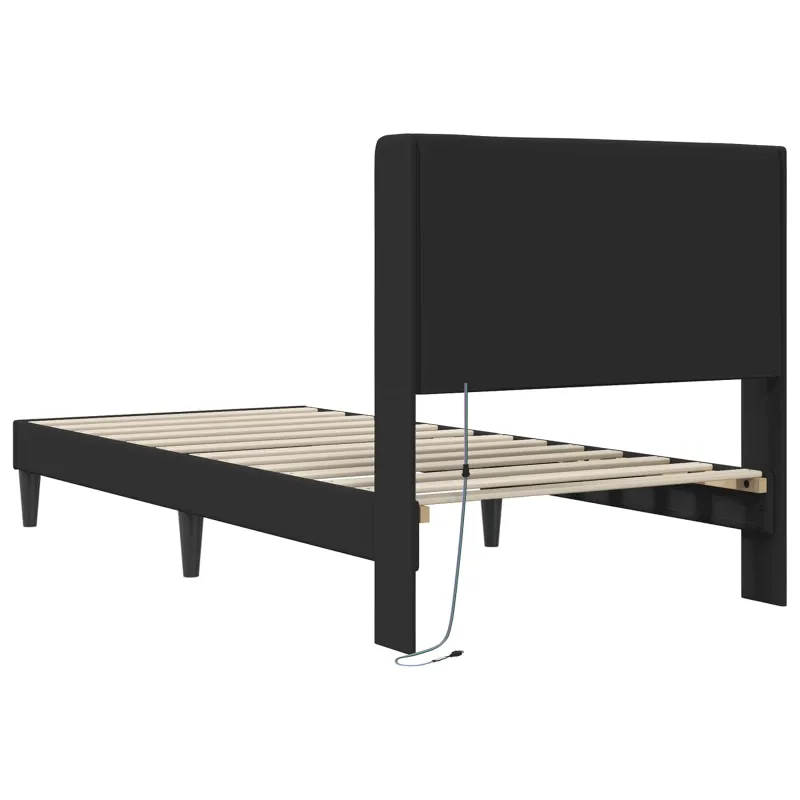 Lovos rėmas su LED juostelėmis Juoda 80 x 200 cm Dirbtinė oda