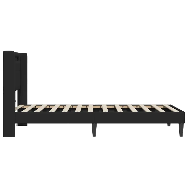Lovos rėmas su LED juostelėmis Juoda 90 x 200 cm Dirbtinė oda