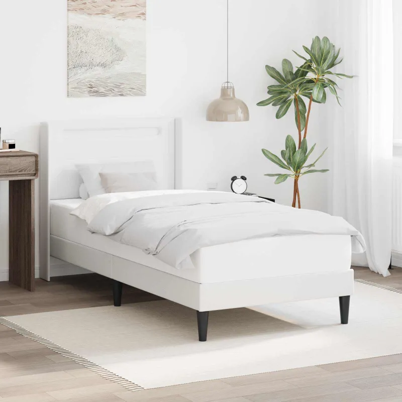 Lovos rėmas su LED juostelėmis Balta 100 x 200 cm Dirbtinė oda