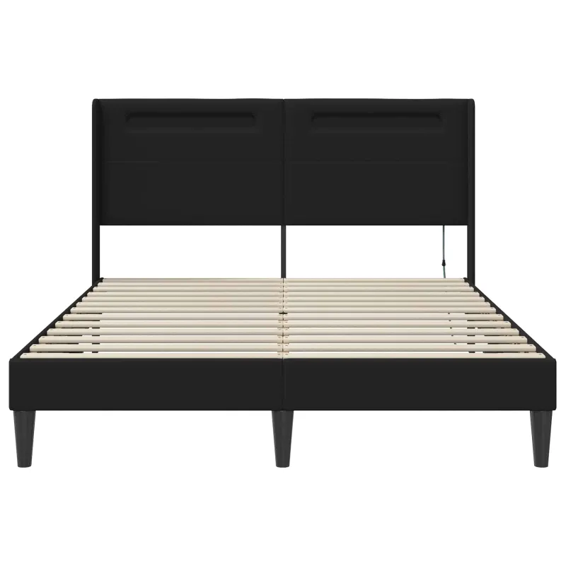 Lovos rėmas su LED juostelėmis Juoda 120 x 190 cm Dirbtinė oda