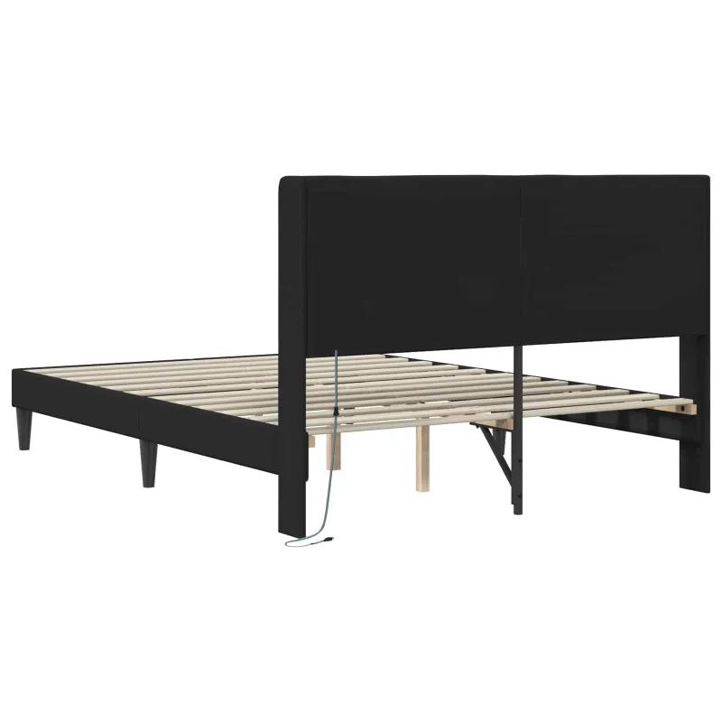 Lovos rėmas su LED juostelėmis Juoda 120 x 200 cm Dirbtinė oda