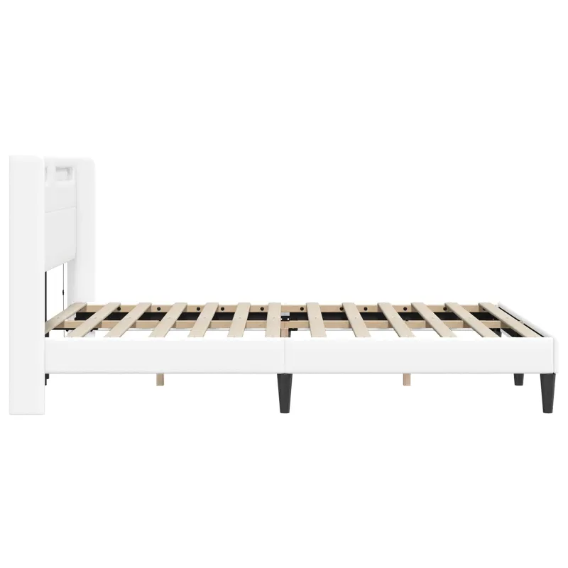 Lovos rėmas su LED juostelėmis Balta 120 x 200 cm Dirbtinė oda