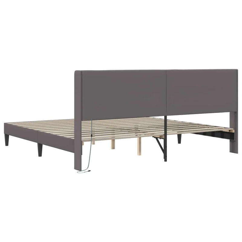 Lovos rėmas su LED juostelėmis Pilka 180 x 200 cm Dirbtinė oda