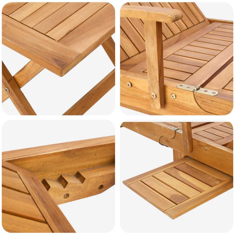 Saulės gultas su stalu 2 pcs Ruda 40 x 40 x 40 cm
