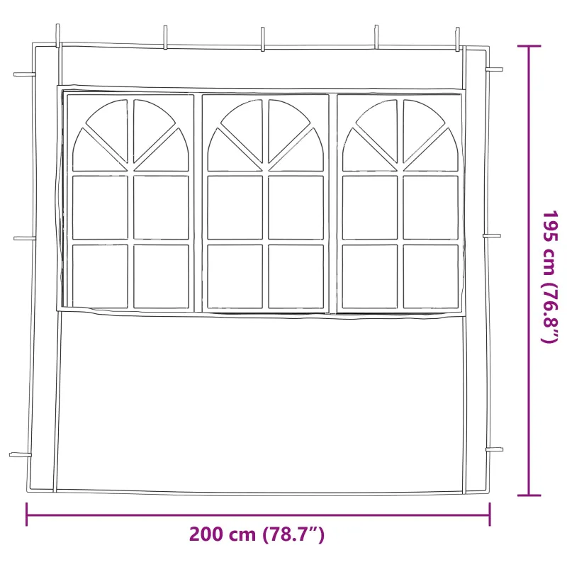 Šventinės palapinės šoninė siena 2 pcs 200 x 195 cm Antracito