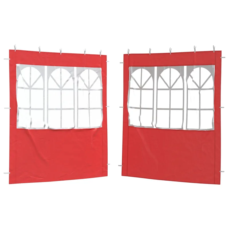 Šventinės palapinės šoninė siena 2 pcs 200 x 195 cm Raudona