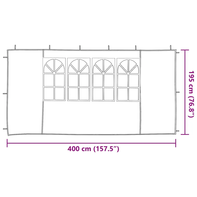 Šventinės palapinės šoninė siena 2 pcs 400 x 195 cm