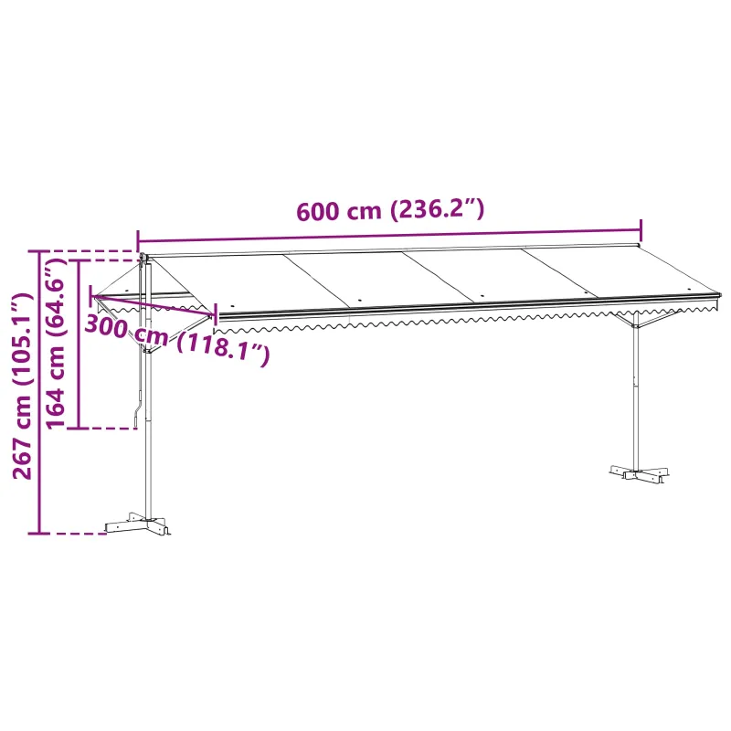 Atvira markizė Antracito 6 x 3 m Poliesteris