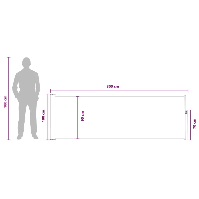 Ištraukiama šoninė užuolaida Antracito 300 x 100 cm Poliesteris