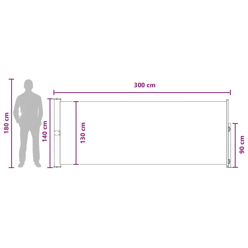 Ištraukiama šoninė užuolaida Antracito 300 x 140 cm Poliesteris