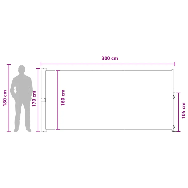 Ištraukiama šoninė užuolaida Smėlio 300 x 170 cm Poliesteris