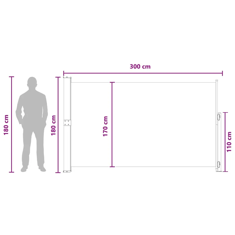 Ištraukiama šoninė užuolaida Taupe 300 x 180 cm Poliesteris